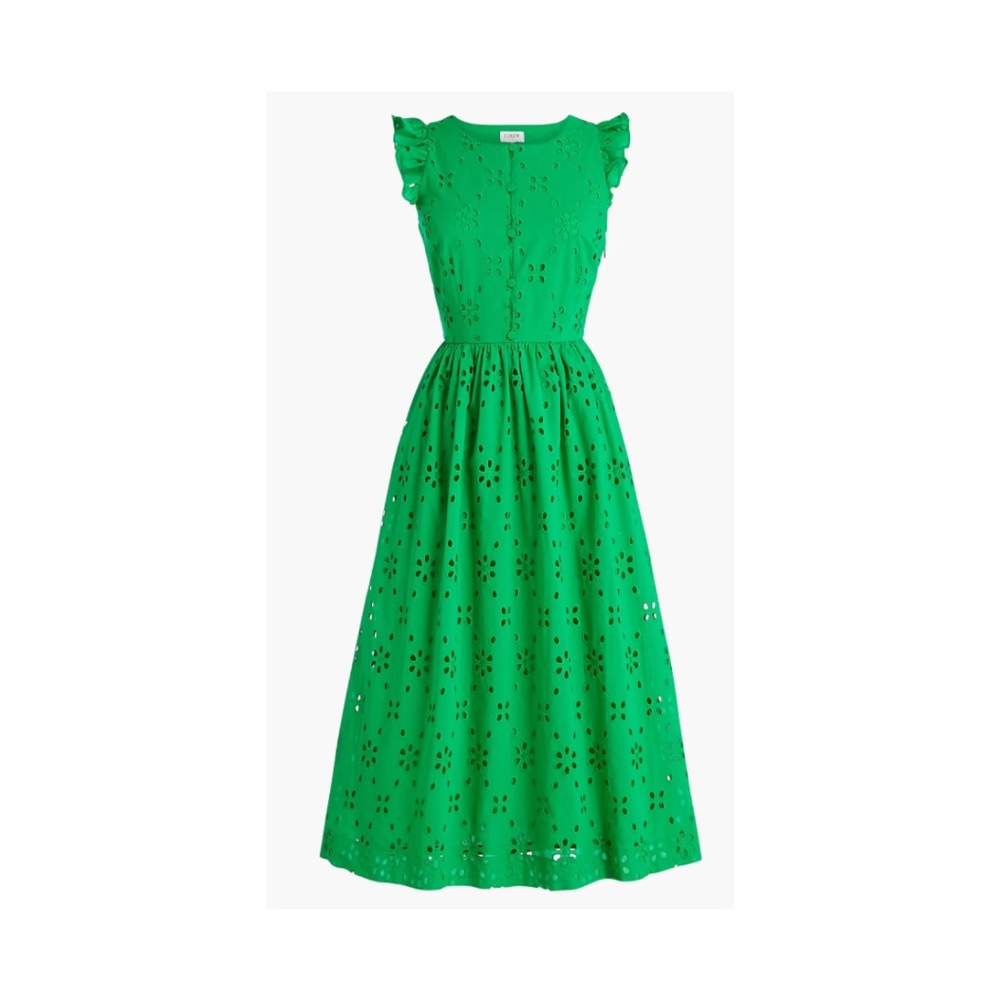 J.Crew Green Eyelet Shirtdress